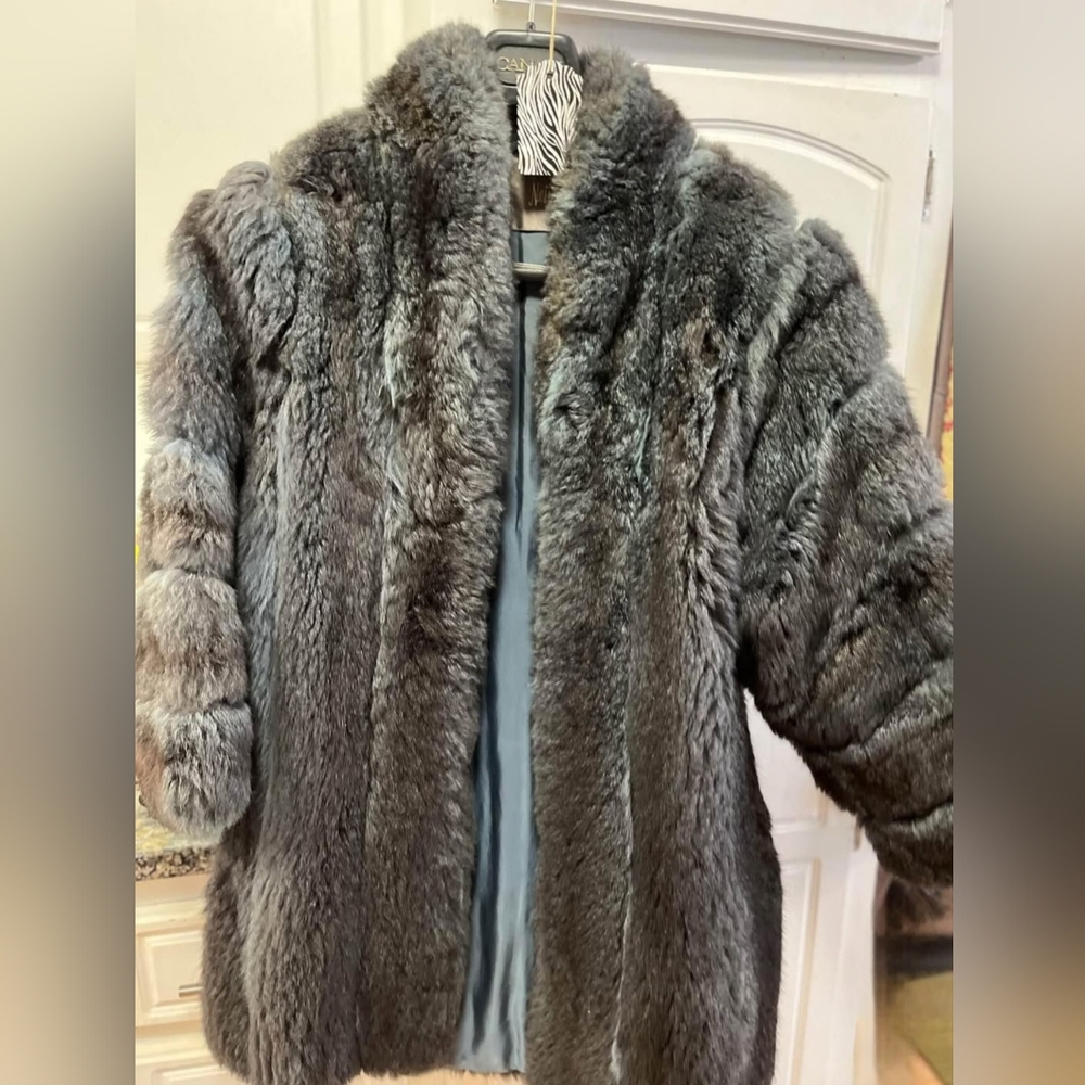 Natural Fur Coat by Neiman Marcus. Vintage Blue/Green Fendi. Size small.